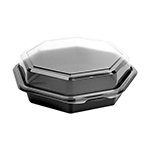 7.5 in PS Plastic Hinged Deep Octagon Container- Black/Clear - BradyPLUS
