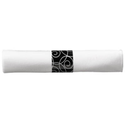 Pre-rolled 8" x 8.5" White Napkin & Black Cutlery