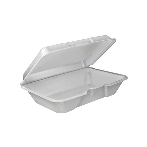 Foak Container 9 x 6 in XPS Foam Container with Removable Lid - White - BradyPLUS