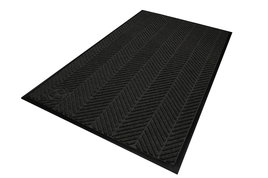 WaterHog Max Herringbone Classic Mat, Black Smoke 3' x 5', 78-mil universal cleated SBR