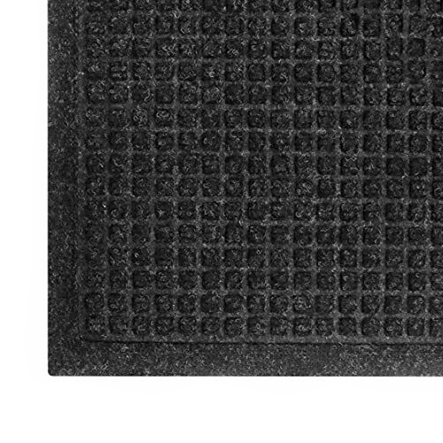 WaterHog Squares Fashion Mat, Charcoal 3' x 5', 78-mil universal cleated SBR