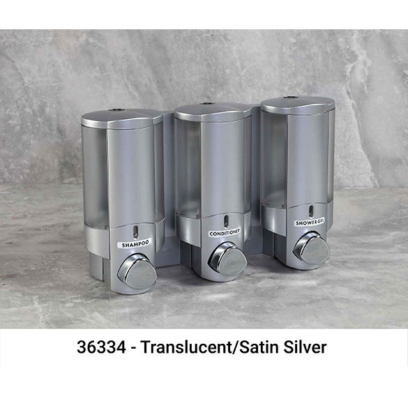 表面はシルバーのポット DISPENSER AVIVA III SATIN SILVER TRANSL - BradyPLUS