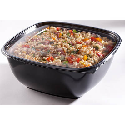 Clear PET Plastic Flat Lid for 320oz Square Bowls