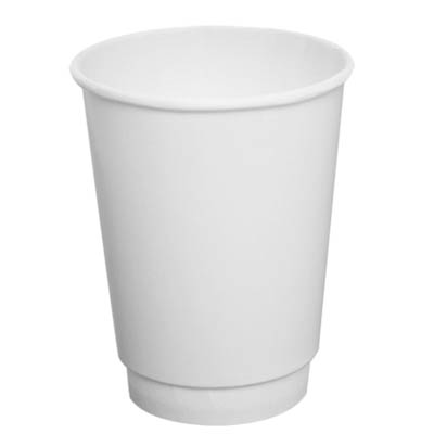 White 12oz (90mm) Insulated Paper Hot Cup - BradyPLUS