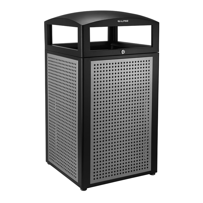 OUTDOOR TRASH CAN 40GL ALL WEATHER SILVER