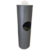 SANITIZING STAND W/TRASH CAN ROUND GRAY