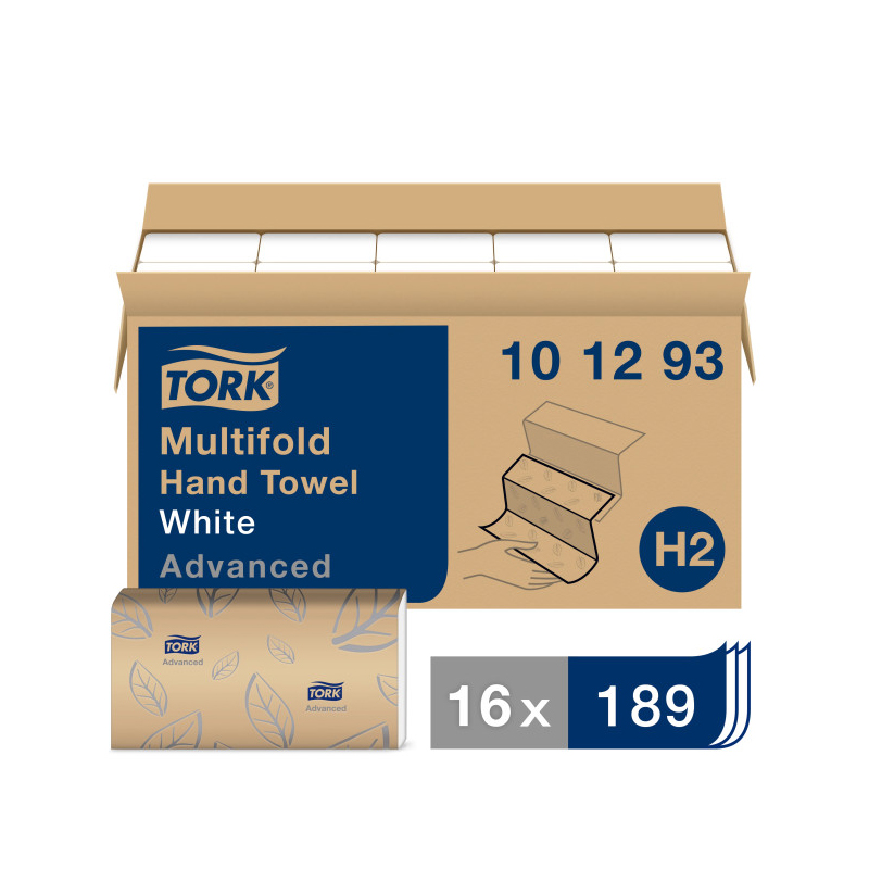 Tork Xpress® Soft Multifold Hand Towel White H2~Advanced~100% Recycled Fibers~16 x 189 Towels~101293