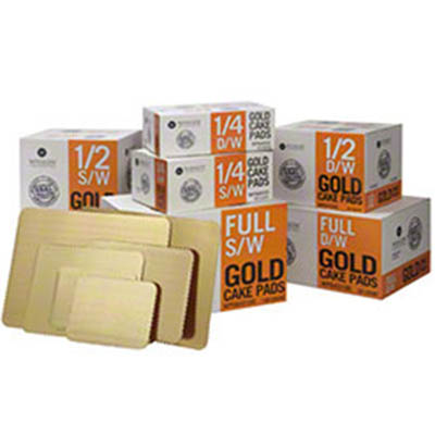 CAKE PAD 1/4 SHEET D/W GOLD/KRAFT 50/CS