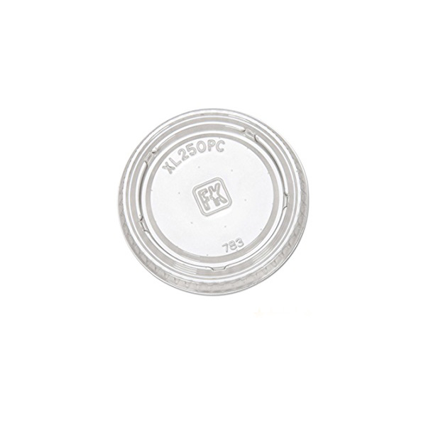 Pactiv Flat PET Portion Cup Lids, Fits 1.5 oz., 2 oz., and 2.5 oz. Portion Cups, Clear